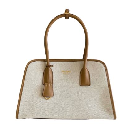 Prada Leather & Linen Oversized Tote